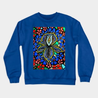 Mindful Flower Blue by LowEndGraphics Crewneck Sweatshirt